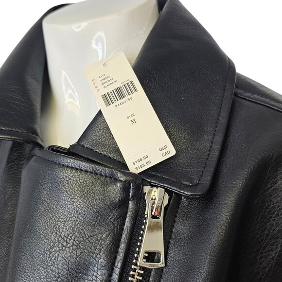 Anthropologie Maeve Oversized Faux-Leather Moto Jacket, Black, Edgy, Size M - Picture 4 of 8